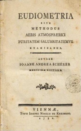 Eudiometria sive methodus aeris atmosphaerici puritatem salubritatemve examinandi