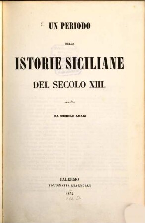 Un periodo delle istorie Siciliane del secolo XIII
