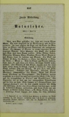 Zweite Abtheilung. Naturlehre