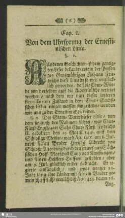 Cap. I. Von dem Uhrsprung der Ernestinischen Linie