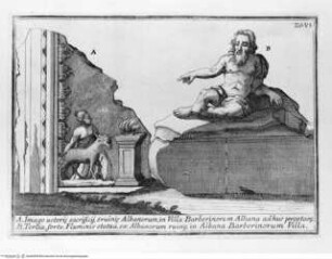 Veteris Latii antiquitatum amplissima collectio: ... Volumen secundum. 5 Teile., 4. Teil: Aricinorum, et Albanarum Rudera, Tafel VI: Imago vet. Sacrificii, & alia Fluminis Stat.