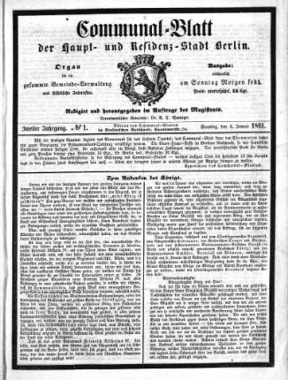 1861,1: No. 1, 6. Januar 1861