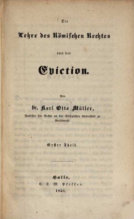Die Lehre des Römischen Rechtes von der Eviction, 1