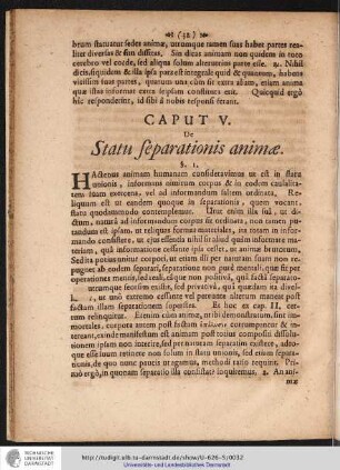 CAPUT V. De Statu separationis animae.