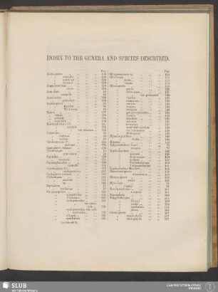 Index To The Genera And Species Described