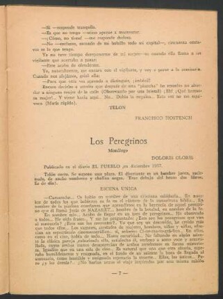 Los peregrinos : Monólogo