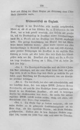 Wiederanschluß an England.