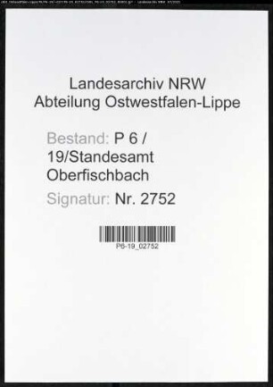 Heiratsregister Standesamt Oberfischbach