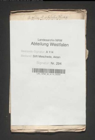 Testament des Kanonikers Caspar Cappius (mit Nachlaßinventar und Abrechnungen)