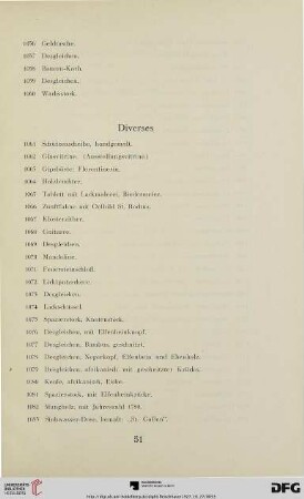 Diverses (Nr. 1061-1127)
