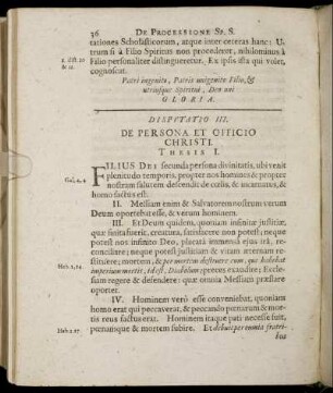 Disputatio III. De Persona Et Officio Christi.