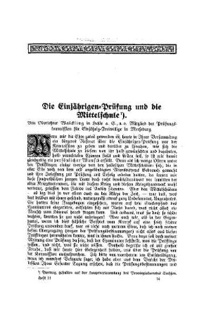 Die Einjährigen-Prüfung und die Mittelschule