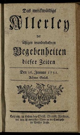 Den 26. Januar 1751. Achtes Stück.