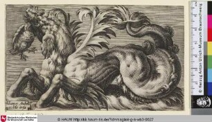 [Seeungeheuer nach links gewendet eine Ente fressend]