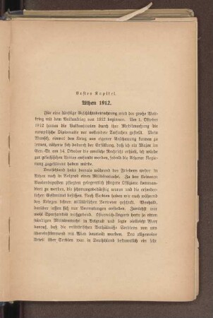 Erstes Kapitel. Athen 1912.