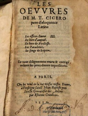 Les Oeuvres de M. T. Cicero