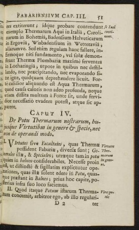 Caput IV. De Potu Thermarum nostrarum, huiusque Virtutibus in genere & specie, nec non de operandi modo