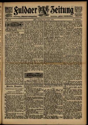 Erste Ausgabe vom Samstag, den 02. April 1904.