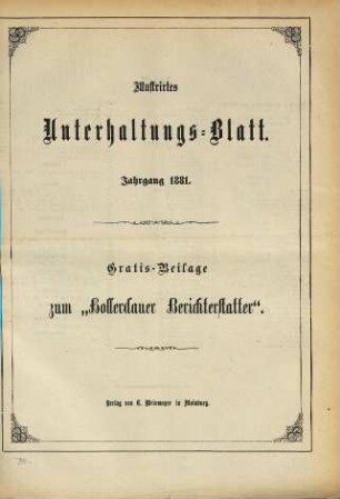Hollerdauer Berichterstatter. Illustrirtes Unterhaltungs-Blatt. 1881