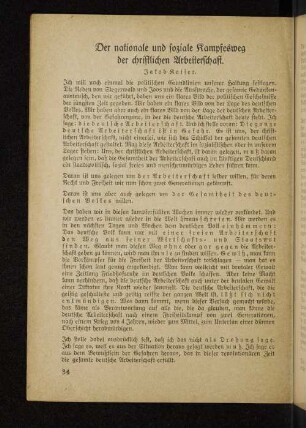 Der nationale und soziale Kampfesweg der christlichen Arbeiterschaft.