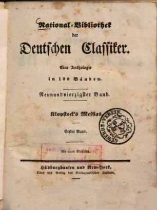 Klopstock's Messias : in 20 Gesängen, 1,1. 1. - 6. Gesang