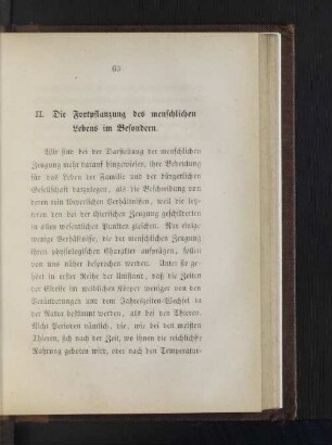 II. Die Fortpflanzung des menschlichen Lebens im Besonderen.