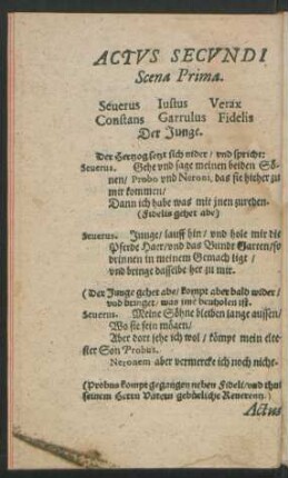 Actus Secundi ...