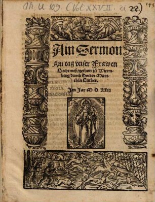 Ain Sermon Am tag vnser Frawen Liechtmeß : gethon zu Witemberg