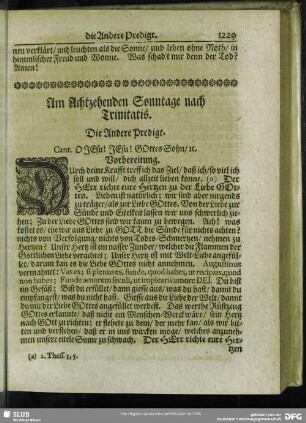 Am Achtzehenden Sonntage nach Trinitatis : Die Andere Predigt