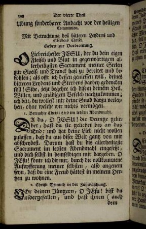 Ubung sonderbarer Andacht vor der heiligen Communion.