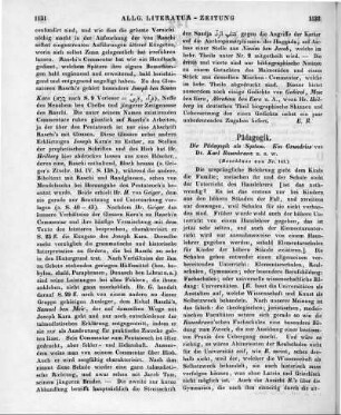 Rosenkranz, K.: Die Pädagogik als System. Ein Grundriß. Königsberg: Bornträger 1848 (Beschluss von Nr. 141)