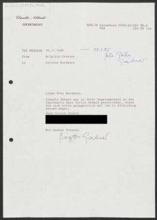 Brief an Corinne Nordmann, 16.11.1995