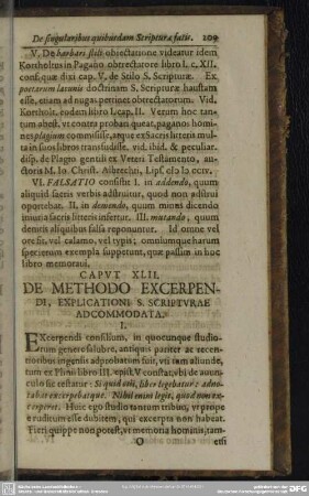 Caput XLII. De Methodo Excerpendi, Explicationi S. Scripturae Adcommodata