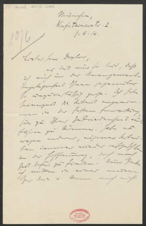 Brief an Ludwig Strecker  und B. Schott's Söhne : 09.06.1916
