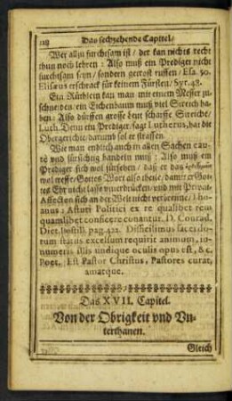 Das XVII. Capitel. Von der Obrigkeit und Unterthanen.