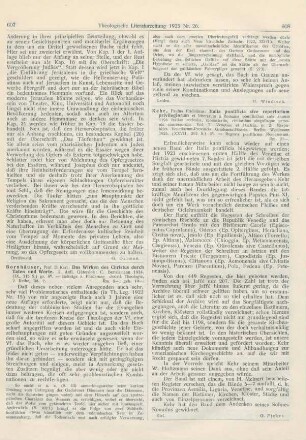 607-608 [Rezension] Bornhäuser, Karl, Das Wirken des Christus durch Taten und Worte. 2. Aufl