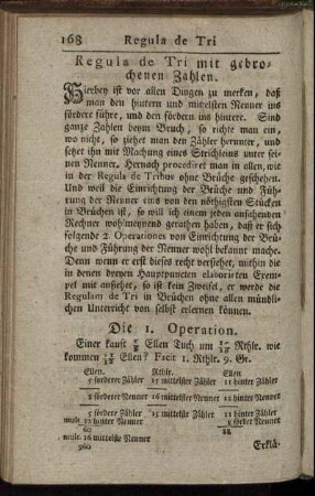 Regula de Tri mit gebrochenen Zahlen.