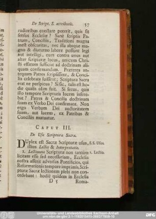 Caput III. De Usu Scripturae Sacrae.