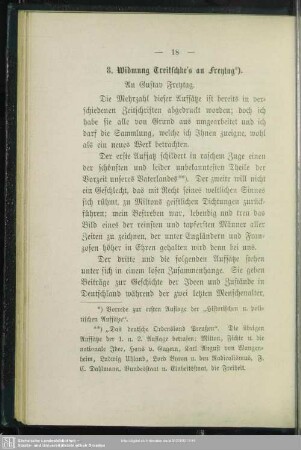 8. Widmung Treitschke's an Freytag