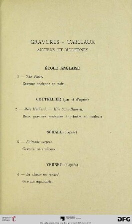 Gravures – Tableaux anciennes et modernes (Nr. 1-14)