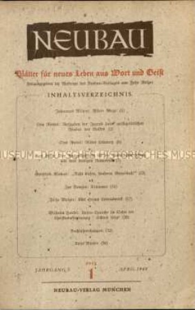 Blätter für neues Leben aus Wort und Geist. 3. Jahrgang 1948/49