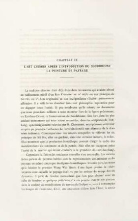 Chapitre IX. L'art chinois après l'introduction du Bouddhisme . La peinture paysage