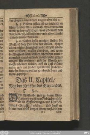 Das II. Capitel/ Von den Kräfften des Verstandes.