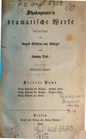 Shakspeare's dramatische Werke, 3