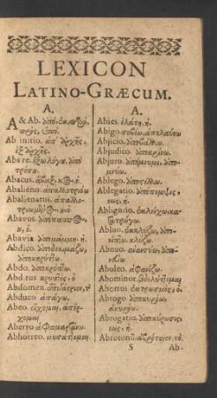 Lexicon Latino-Graecum.