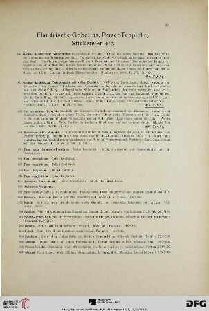 Flandrische Gobelins, Perser-Teppiche, Stickereien etc. (Nr. 946-989)
