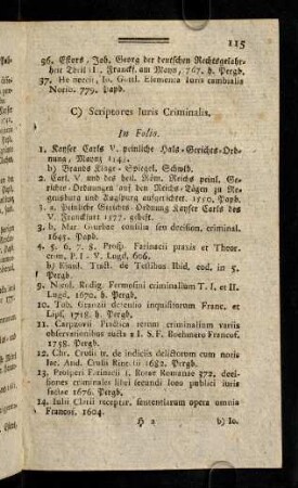 115-121, C) Scriptores Iuris Criminalis.