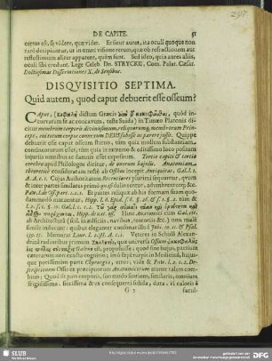Disquisitio Septima. Quid autem, quod caput debuerit esse osseum?
