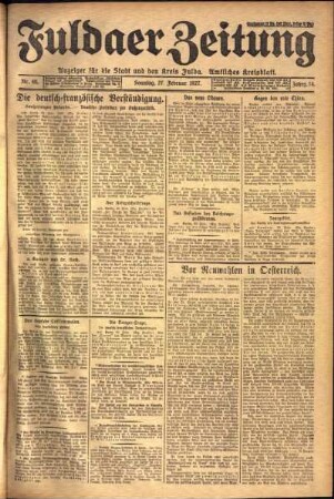 Erste Ausgabe vom Sonntag, den 27. Februar 1927.