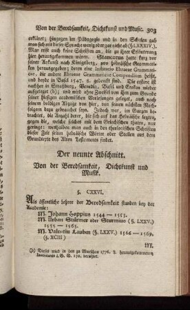 Der neunte Abschnitt. Von der Beredsamkeit, Dichtkunst und Musik.
